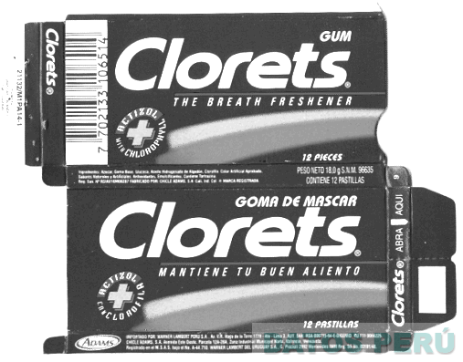 CLORETS THE BREATH FRESHENER ACTIZOL WITH CHLOROPHYLL