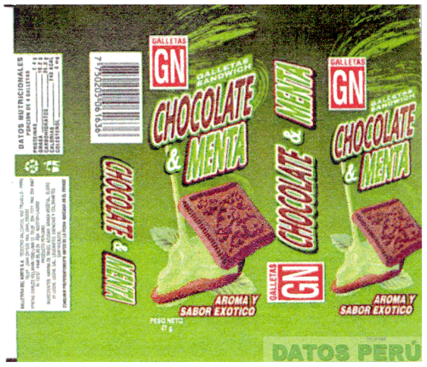 GN GALLETAS SANDWICH CHOCOLATE & MENTA SABOR EXOTICO