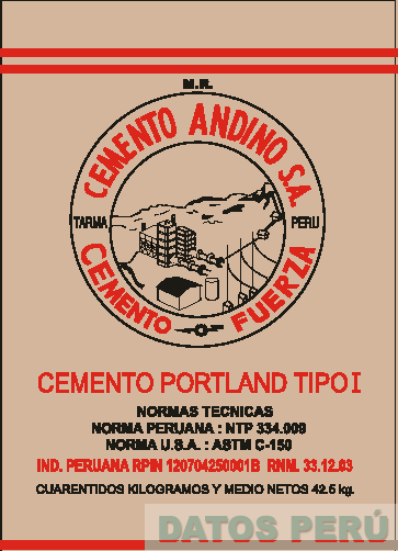 CEMENTO ANDINO S.A. TARMA PERU CEMENTO FUERZA