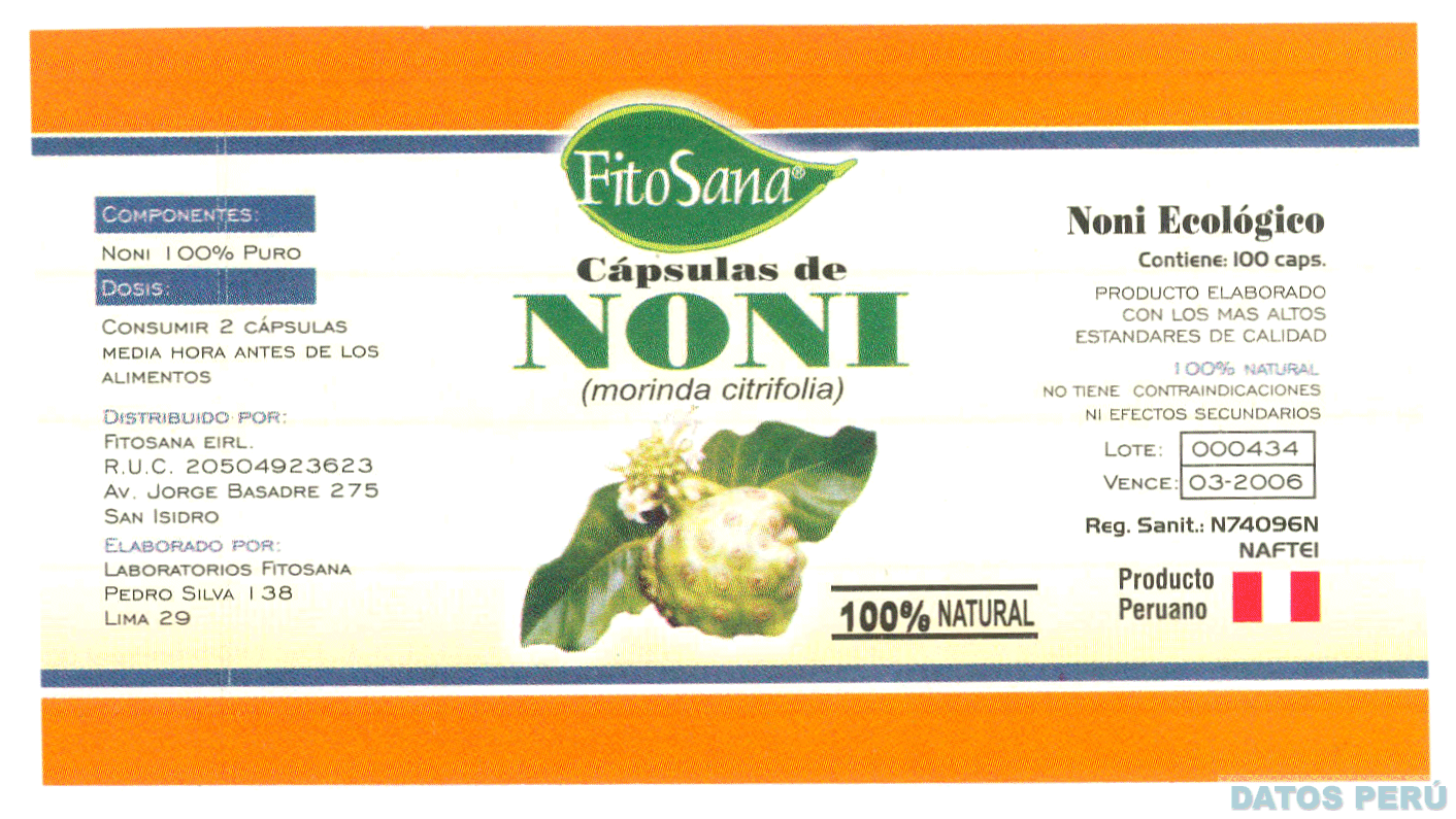 FITOSANA CAPSULAS DE NONI MORINDA CITRIFOLIA