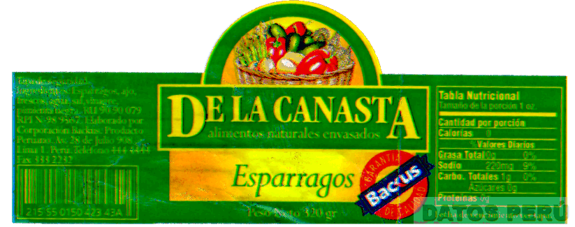 DE LA CANASTA ALIMENTOS NATURALES ENVASADOS BACKUS GARANTIA DE CALIDAD