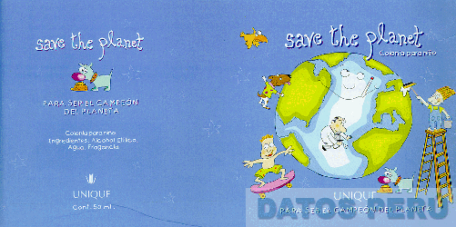 SAVE THE PLANET COLONIA PARA NIÑA PINK UNIQUE PARA SER LA MAS LINDA DEL PLANETA