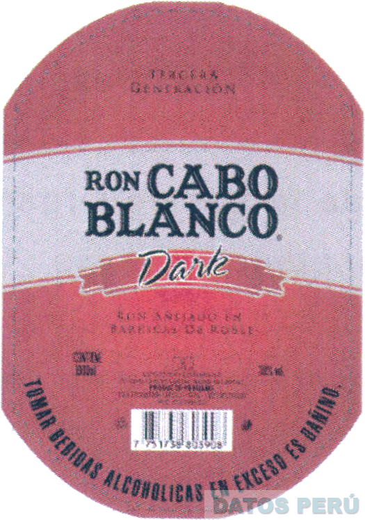 RON CABO BLANCO DARK TERCERA GENERACION RON AÑEJADO EN BARRICAS DE ROBLE