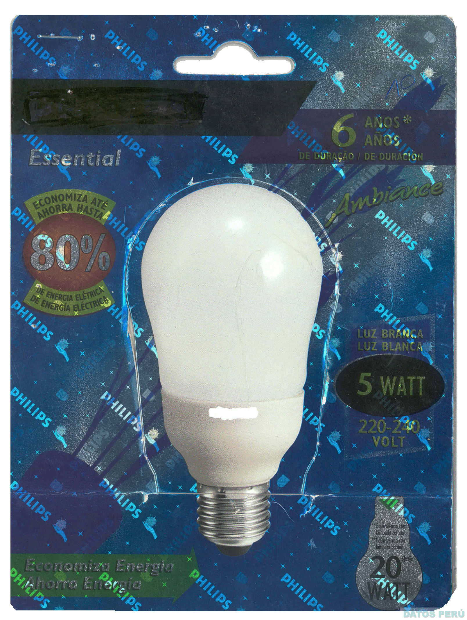 6 AÑOS DE DURACION AHORRA HASTA 80% DE ENERGIA ELECTRICA 5 WATT