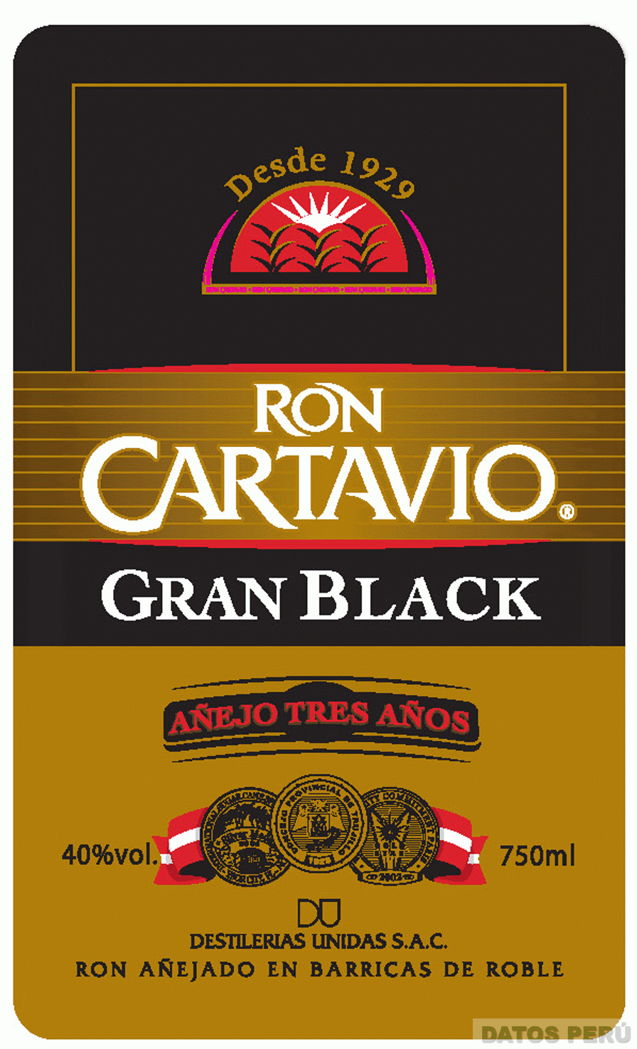 RON CARTAVIO DESDE 1929 GRAN BLACK AÑEJO TRES AÑOS