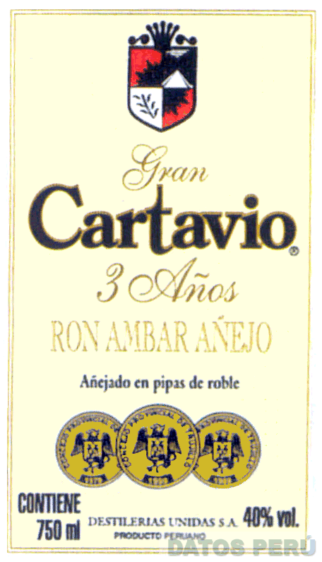 GRAN CARTAVIO 3 AÑOS RON AMBAR AÑEJO