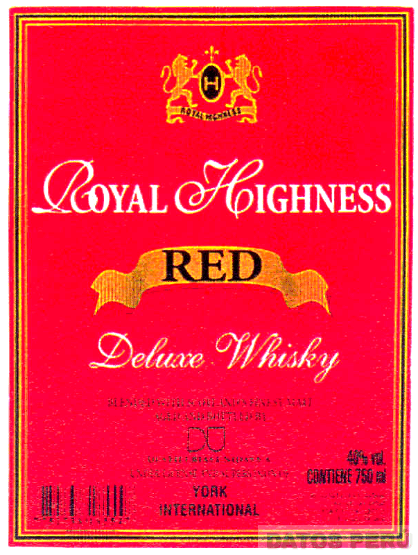 ROYAL HIGHNESS RED DELUXE WHISKY