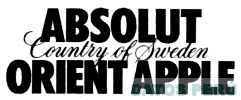 ABSOLUT COUNTRY OF SWEDEN ORIENT APPLE
